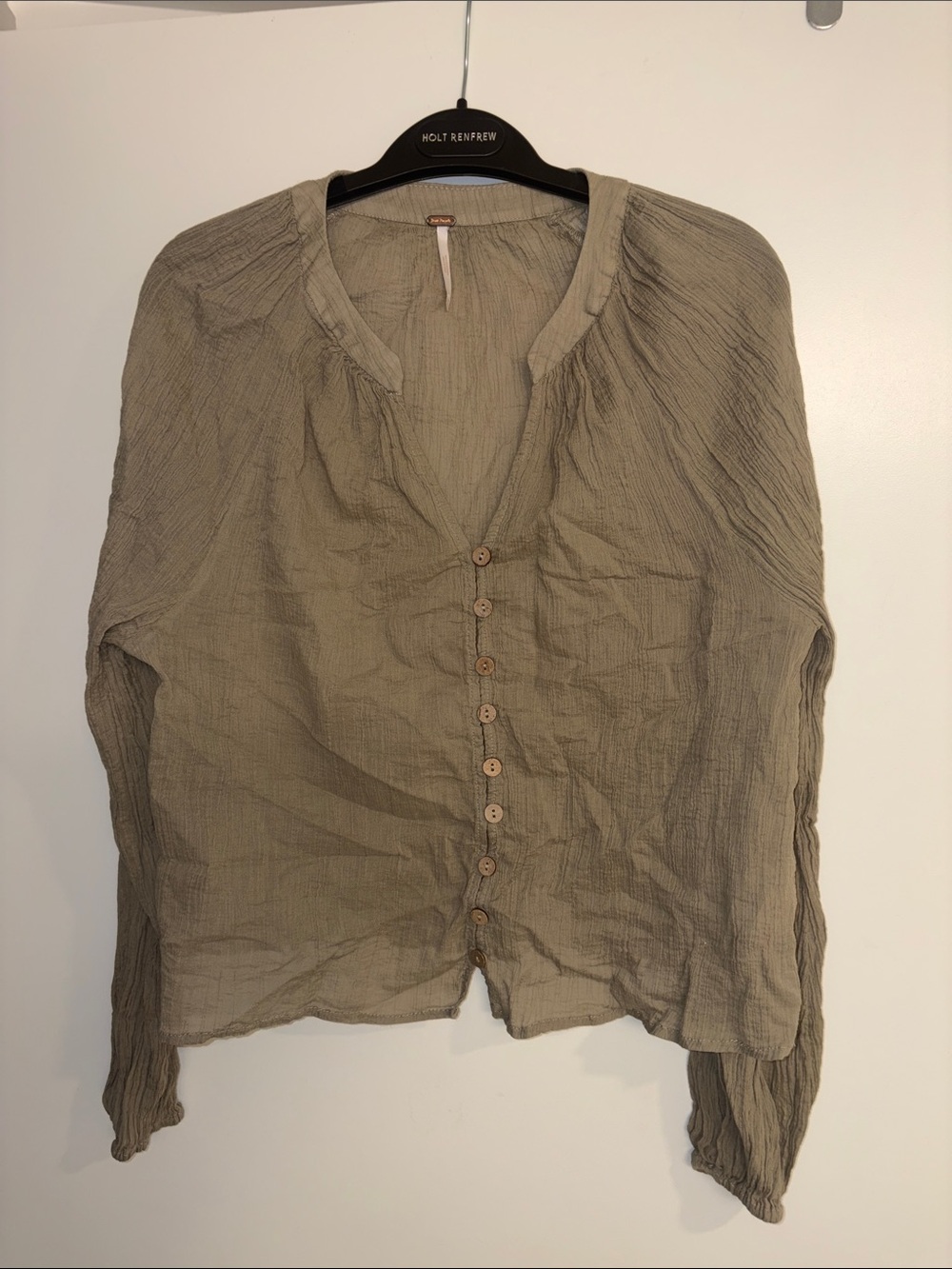 Free People - Lightweight Crinkle Button-Front Women's Top - Taupe